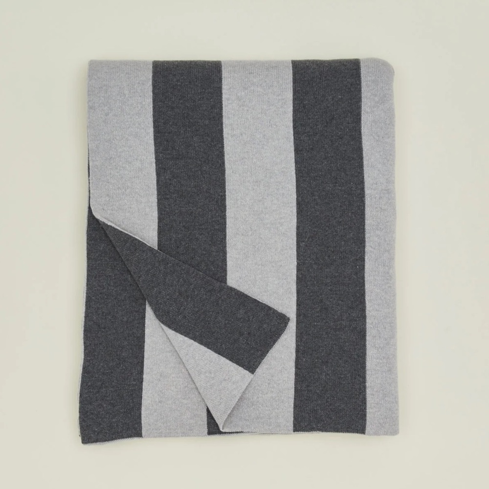HAWKINS NEW‎ YORK SIMPLE STRIPED SOFT WOOL THROW LIGHT GREY/DARK GREY PORTUGAL